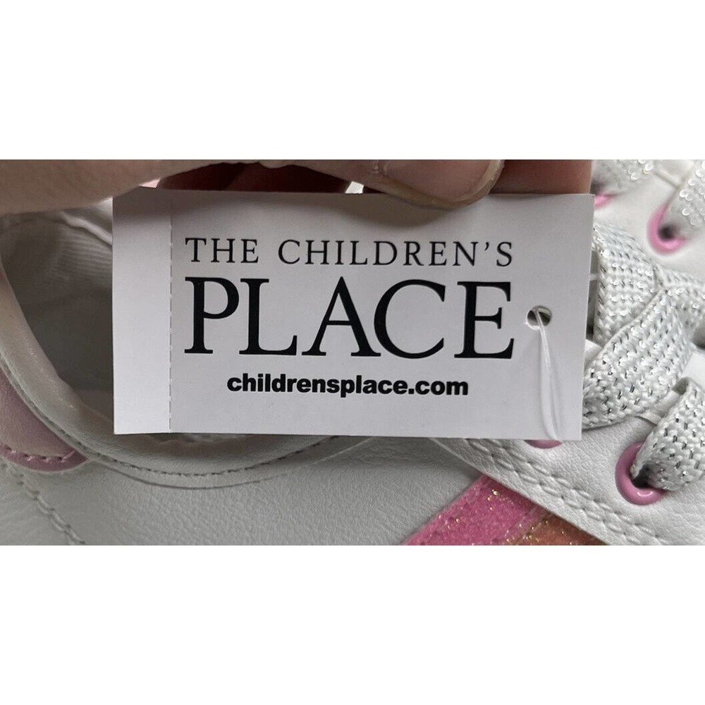 NEW The Children’s Place Rainbow Sneakers Size 3 Girls White Lace Up - Picture 8 of 10